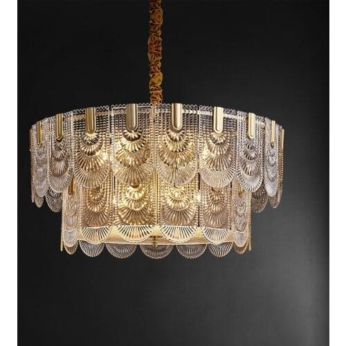 French luxury chandelier living room postmodern designer villa copper American master bedroom dining room lamp