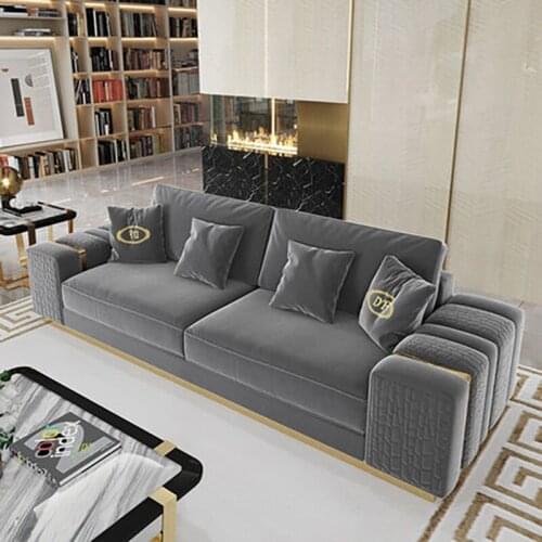 Postmodern light luxury fabric sofa size apartment American Hong Kong style home living room combination model room furniture