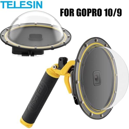 TELESIN 6'' Dome Port 30M Waterproof Housing Case With Floating Handle Trigger Diving Cover For GoPro Hero 9 Black Accessories