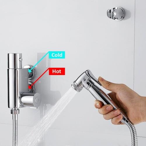 Thermostatic Brass Handheld Bidet Sprayer For Toilet Bathroom Constant Temperature Bidet Shower Set With Valve Hose And Holder