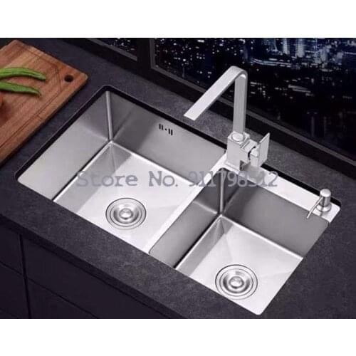 304 Stainless Steel Vegetable Sink Thickened Manual Sink Double Sink Kitchen Sink Basin Sink Under Counter Basin