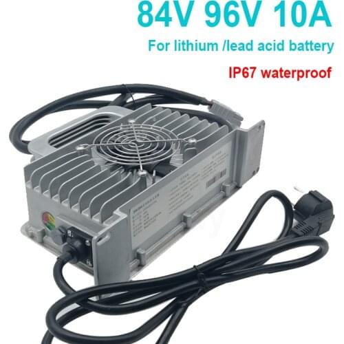 IP67 waterproof 84v 96v 10A charger 126V 102.2v 96.6V 116.8V 92.4v 117.6v 100.8V 109.2V 100.8V for lifepo4 lithium ion battery