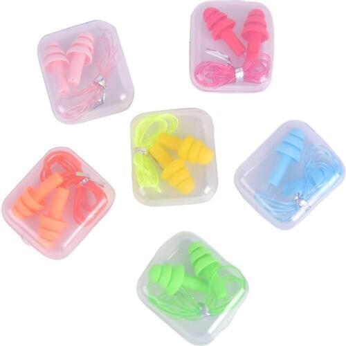 Waterproof Soft Silicone Corded Ear Plugs Travel Sleep Noise Prevention Earplugs Noise Reduction Swimming Earmuff