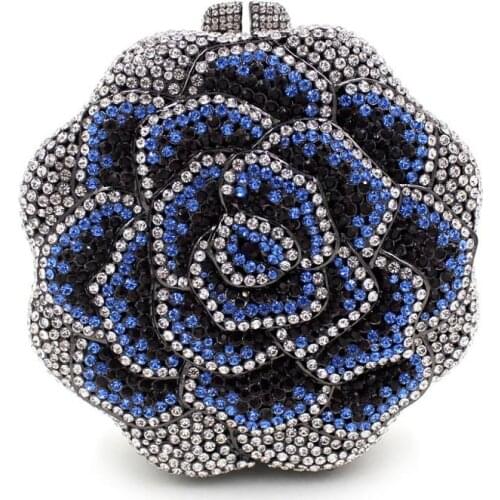 XIYUAN Bridal wedding party purses elegant women evening party handbag wallet luxury shinning diamonds flower crystal clutch bag