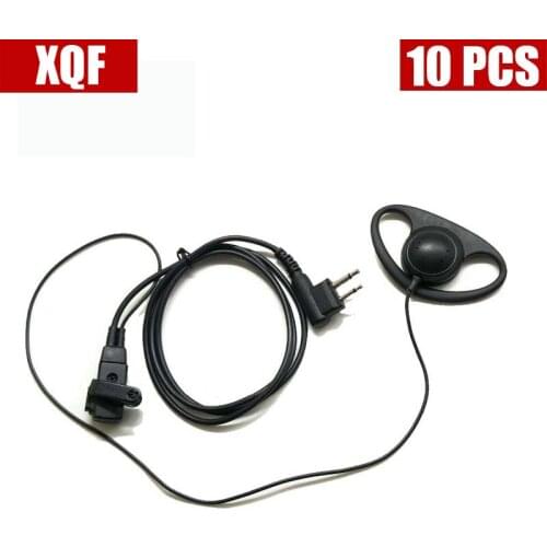 XQF 10PCS D Shape Earpiece Headset Mic 2-pin for Motorola GP2000, GP2100, GP300 Radio