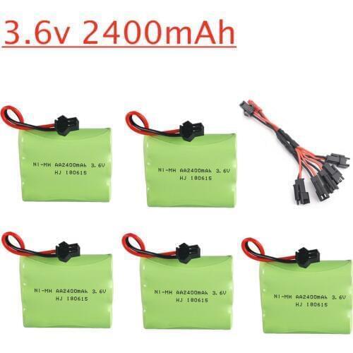3.6V 2400mAh Ni-MH Battery Charger Set For Rc Toy Car Tank Train Robot Gun Parts AA 3.6v Rechargeable Battery Pack For RC Boats