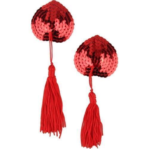 Women Sexy Self Adhesive Heart Shape Bra Pasties Breast Petals 6 colors Sequin Tassel Bra Nipple Cover Lingerie Breast