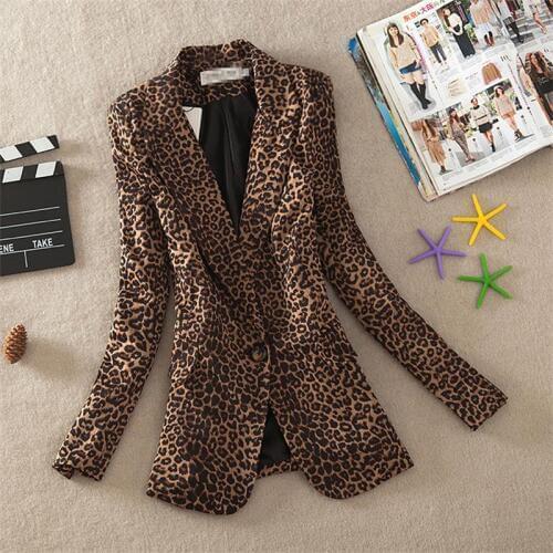 The New fashion Vintage Jackets Women Leopard Jacket Slim Fit One Button Office Suit Jacket coat Outwear Plus Size A943