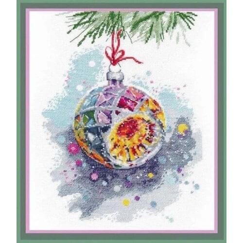 Gold Collection Counted Cross Stitch Kit Christmas Bells Crystal Ball Wish Colorful