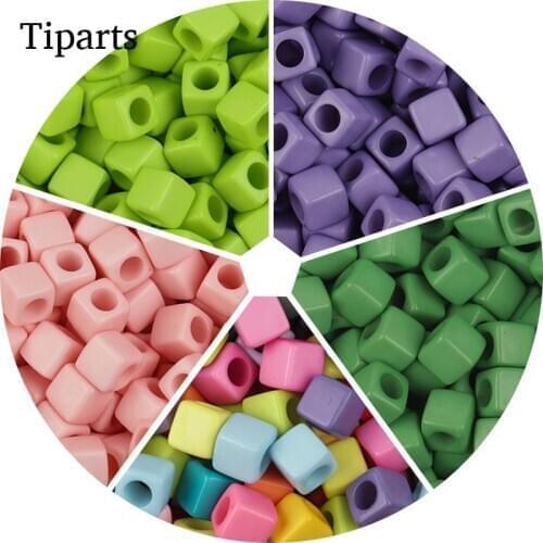 100pcs/lot Mixed Acrylic Beads Square Letter Digital Seed Spacer Beads for Kids Bracelets Necklaces DIY Jewelry Making Findings