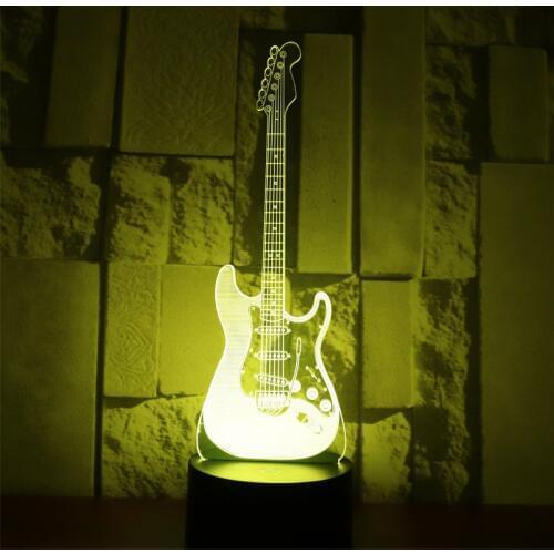 3D LED Night Light Electric Guitar with 7 Colors Light for Home Decoration Lamp Amazing Visualization Optical Illusion Awesome