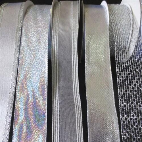 40mm Silver Gray Bright Color Ribbon Handmade DIY Gift Box Packing Box Decoration Transparent Ribbon Cake Ribbon 278