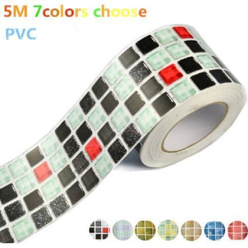 5M Waist line wall sticker kitchen waist line adhesive bathroom toilet waterproof adhesive PVC wallpaper Mosaic tiles stickers