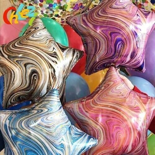 5pcs Agate Gold wire texture balloons 18 inch Star Heart helium balloon Wedding Birthday party decoration Kids toys baby shower