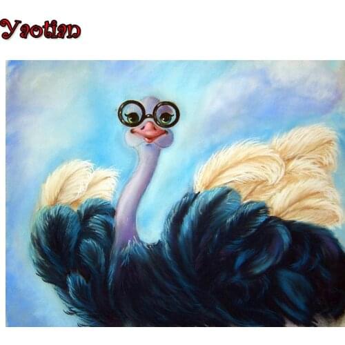 Diamond painting mosaic full embroidery animal funny ostrich pattern of rhinestones 5d diy handwork puzzle art crafts