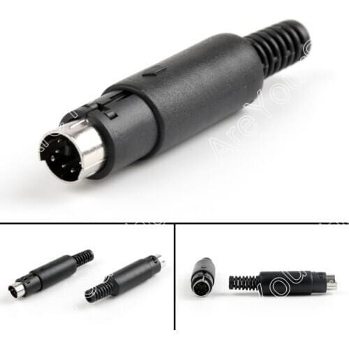 Areyourshop Sale 4Pcs 6Pin Mini-DIN Male Plug Socket Connector Plastic Handle Adapter For Audio
