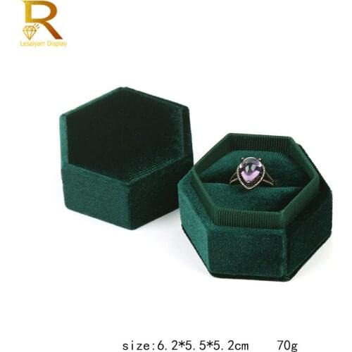 Wholesale 6 Color Vintage Velvet Ring Box Double Slots Wedding Supplies Ring Storage Box
