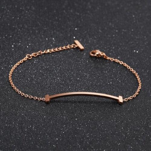 Smile Rose Gold Chain Bracelet 316L Stainless Steel Jewelry Womens Bar Fashion Adjustable Bracelet Gifts For Women Accessories
