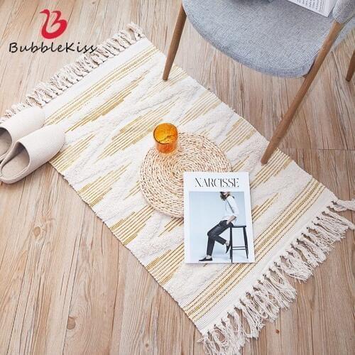 Bubble Kiss Tassel Carpet Hand-Woven Rug Machine Washable Bedroom Casual Decoration Home Living Room Sofa Coffee Table Floor Mat