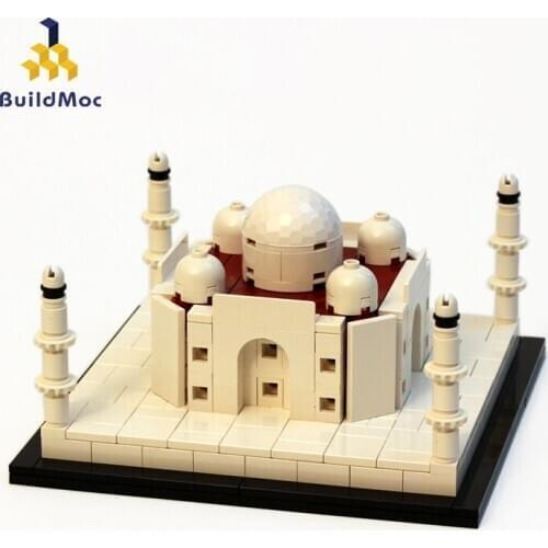 BuildMoc City Street View Toy Micro Taj Mahal Palace Creator Buildings Famous Architecture Assembled Educational Building Blocks