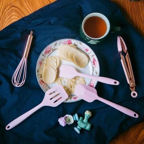 Cookie Mold Rose Gold Handle Silicone Childrens Mini Baking Tools Five-Piece Set DIY Cake Mould Kitchen Accessories Pink