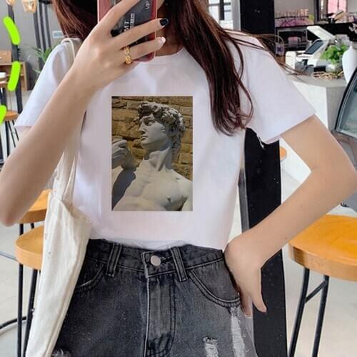 Statue of David t-shirt Printed t shirt cartoon cute top fun ulzzang kawaii harajuku female korean tshirt clothing femme t-shirt
