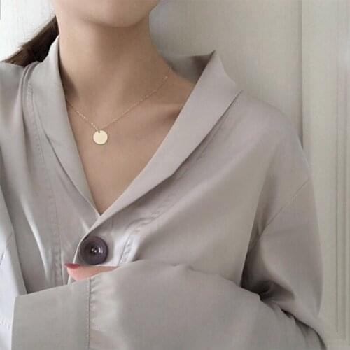 GorGor Necklace Women Originality Statement Minimalist Small Disc Pendant Exquisite Elegant Valentines Day Gift 16020152