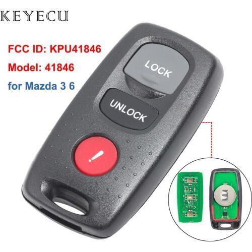 Keyecu New Remote Key 3 Buttons for Mazda 3 6 Car Key, FCC ID: KPU41846, Model: 41846