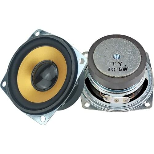 2PCS 4 Ohm 2.5Inch Audio Woofer Speaker 65MM Full Range Speak Rubber Edge Orange Basin Square Loudspeaker DIY Home Theater
