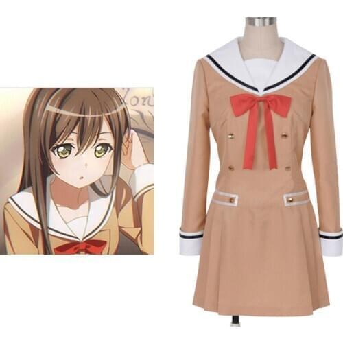 Japanese Anime BanG Dream OYAMA Kasumi HANAZONO Cosplay Costume Girls High School Uniform Halloween Carnival Outfit set and wigs