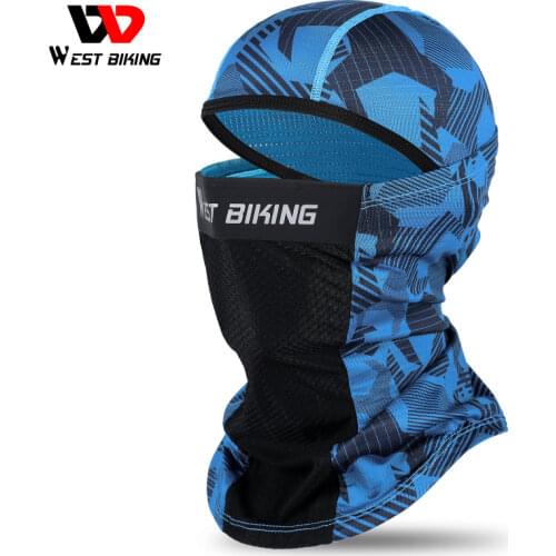 WEST BIKING Summer Cycling Printing Balaclava Bicycle Breathable Men‘s Headband Sport Cap Hat With Face Mask Cycling Equipment