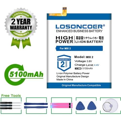 LOSONCOER Battery 5100mAh Battery For Oukitel MIX 2 Mobile Phone