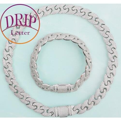 10mm Necklace Bracelet Silver Color For Mens Hip Hop Street Jewelry Set