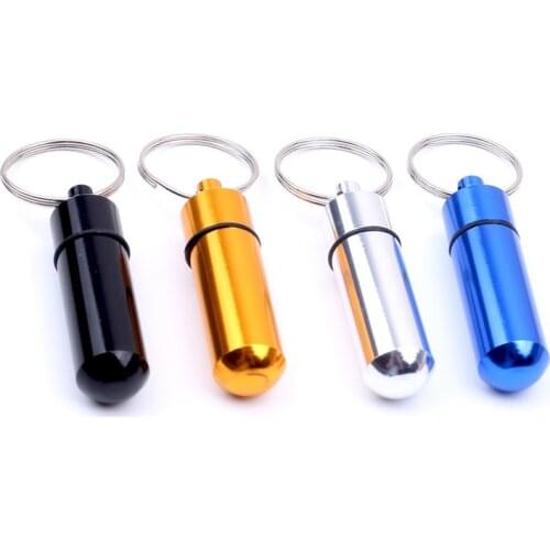 New Portable Creative Waterproof Aluminum Keychain Pill Box Bottle Cache Drug Holder Container Medicine Case Keyring Health Care