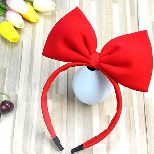 Girls Hair bows Hair Accessories Snow White Hair Band Handmade Red Bow Headband Fabric Bow Tie Net Red Hair Band Headdress