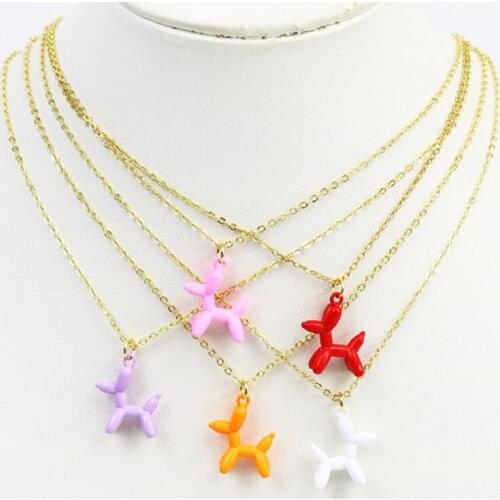 10 Pcs Enamel Balloon Dog pendant Necklace Cute tiny Pendant Necklace Fashion jewelry Necklace New design Necklace 8512