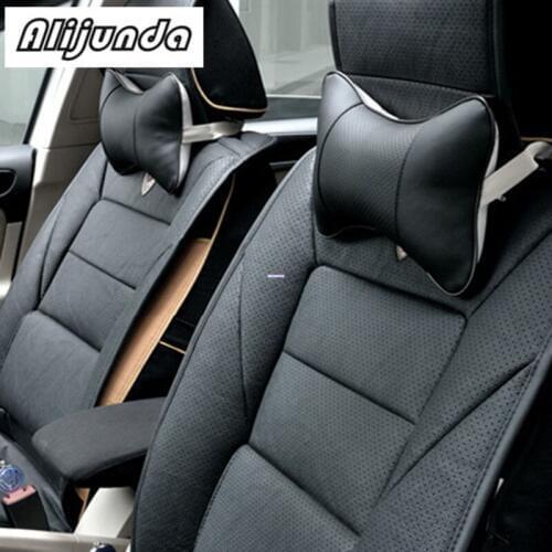 2pcs artificial leather neck headrest breathable car pillow for Ford Focus Fusion Escort Kuga Ecosport Fiesta Falcon EDGE/Explor