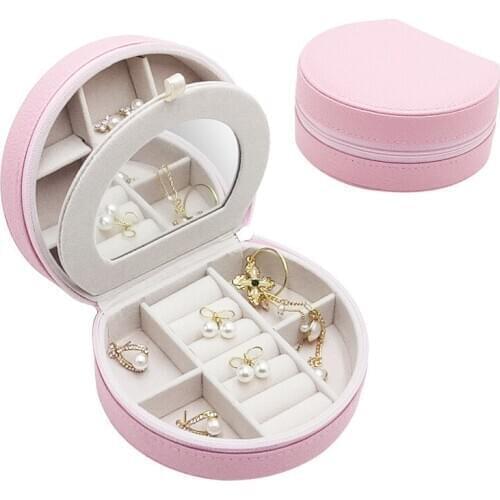 Portable Stud Earrings Rings Storage Box Elegant Mini PU Leather Jewelry Box Case Girl Diamond Earring Ear Stud Necklace Box