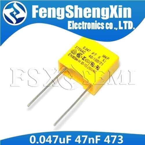 10pcs X2 Safety capacitor 0.047uF 47nF 473 473K P:10MM 15MM Polypropylene film capacitor