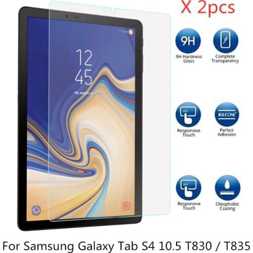 2pcs 0.3mm 9H Transparent Screen Protector Film For Samsung Galaxy Tab S4 10.5 inches T830 T835 SM-T830 SM-T835 Tempered Glass