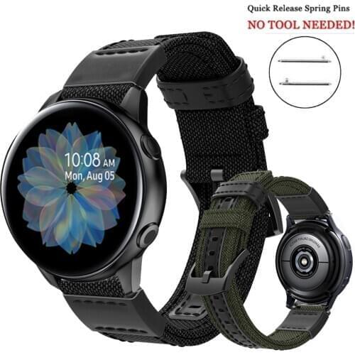 L S size Active2 20mm Watch Band Strap for samsung active 2 40mm 44mm Woven Canvas Bracelet wrist strap for amazfit bip GTR GTS