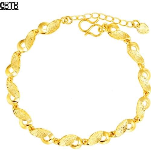 Gold Luxury Fashion Jewelry Muslim Leaf Shaped Female Bracelet Wedding Banquet High-end Jewelry Exquisite Bracelet Holiday Gift