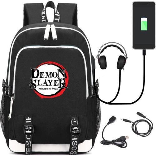 New Demon Slayer: Kimetsu no Yaiba USB Backpack School Bag Women Men Travel Bags Cosplay Kids Teens Student School Bags Bookbag