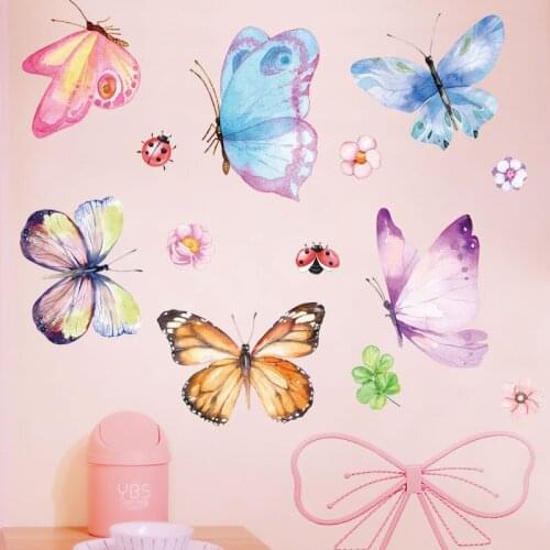 [SHIJUEHEZI] Butterflies Wall Stickers Vinyl DIY Glass Stickers for Living Room Kids Rooms House Decoration