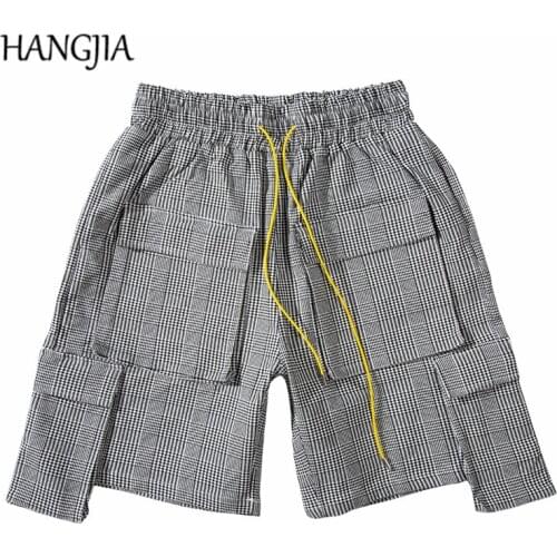 British Houndstooth Shorts Men Vintage Fashionable Multi-pockets Camouflage Cargo Shorts 2019 All Match Casual Shorts