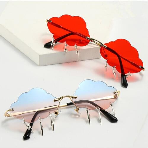 Rimless Sunglasses Women Vintage Clouds Tassel Steampunk Sunglasses Men Frameless Punk Glasses Shades UV400 Driver Goggles