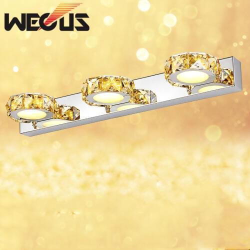 Modern 460mm 9W crystal bedroom mirror light led bathroom wall lamps waterproof IC driver AC110V /220V