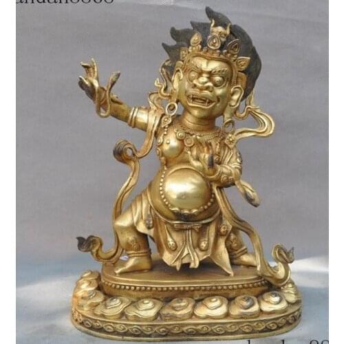 Old Tibet Temple joss Bronze 24k Gilt Snake Anger Vajra King Kong Buddha Statue