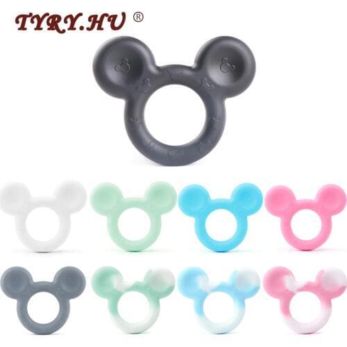 TYRY.HU 1pc Cartoon Mickey Silicone Teething Toys Food Grade Baby Teether Baby Chew Rodents For Mother DIY Pacifier Chain Tools