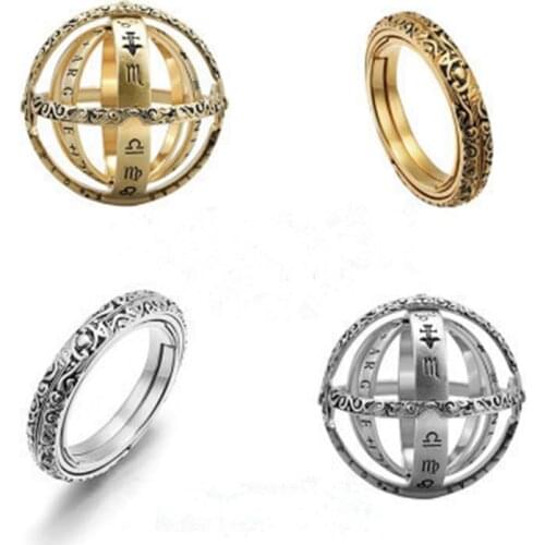 Vintage Astronomical Ball Rings For Women Men Complex Rotating Cosmic Flip Finger Ring Couple Lover Jewelry Creative
